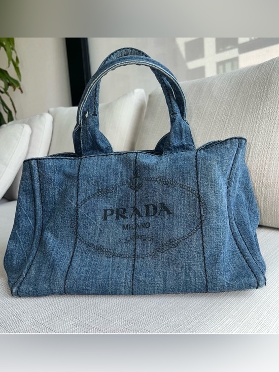 Prada Handbags - PRADA Blue Denim Structured
Canapa Tote